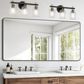 FORBATH Bathroom Mirror 30" X 60"，Large Rectangular Wall Mirror, Black Metal Framed Rounded Corner Wall Mounted Mirror for Bathroom Bedroom Entryway Decor(Horizontal/Vertical)