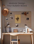 Large Felt Bulletin Board 48" x 36" Cork Board Alternative-12 Pack with 70 Safe Removable Adhesive Tabs, Cork Boards for Walls Felt Board for Home Office Classroom Pin Board-Taupe