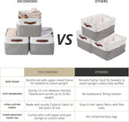 DECOMOMO Storage Baskets for Shelves - Fabric Storage Bins, Linen Closet Organizers and Storage (Grey & White, Large - 4 Pack)