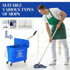 HOMCOM Compact Mop Bucket with Wringer on Wheels for Floor Cleaning, 21 Quart, Separate Dirty and Clean Water, for Home, Apartment, Blue