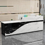 Reception Desk, Checkout Counter, Reception Counter Desk, eception Counter Desk with Adjustable Shelf & Lockable Drawers, for Clothing Store, Company Front Desk, Coffee Shop