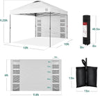 Best Choice Products 10x10ft Easy Pop Up Canopy w/Side Wall, 10 Pockets, Portable Carrying Case, 1-Button Setup, 4 Weight Bags - White