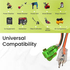 Go Green Power Inc. (GG-14000) 12/3 SJTW Outdoor Extension Cord, Lighted End, Orange, 100 ft