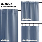 KGORGE Blackout Curtains for Bedroom, Privacy Light Blocking Thermal Insulation Noise Reducing Drapes for Living Room Bedroom, Back Tab Rod Pocket, W52 x L63 inches, Stone Blue, 2 Panels
