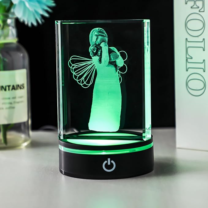 ZEERSHEE 3.3*1inch LED Light Base for Crystal 3D Glass Art Colorful Lighted Round Display Stand 6 Lighting Mode Color Change Battery/USB Power(Flat)