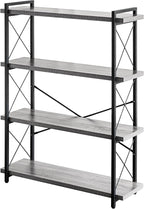 HCHQHS Bookshelf, 4-Tier Industrial Bookcase, Rustic Open Book Shelf, Freestanding Tall Bookshelves with Metal Frame