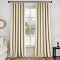 MIULEE Velvet Curtains 90 Inches Long 2 Panels Set for Bedroom, Pinch Pleat Back Tab Luxury Thermal Insulated Living Room Darkening Drapes Pleated Blackout Window Curtains with Hooks, Beige