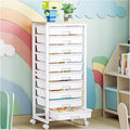 Rolling Cart with Drawers,10 Drawer Rolling Cart,Rolling storage cart with drawers,White Rolling Drawer Cart,Teacher Rolling Cart for Classroom Storage,Craft Cart with Wooden Tabletop