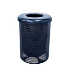 COATEDOUTDOORFURNITURE RFT-P-TXTDBL Heavy Duty Round Trash Receptacle with Flat Top, Liner Included, 32 Gallon, Textured Dark Blue, Made in America