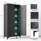 SISESOL Metal Storage Cabinet with Doors and Shelves,Black Storage Cabinet with Leg,Metal Pantry Cabinets,Ventilated Pantry Closet,Tall Large Cupboard for Home,Kitchen,Dining/Living/Laundry Room
