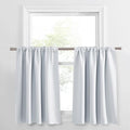 PONY DANCE Short Window Curtains for Kitchen 24 inch Long, 2 Panels Set Half Window Drapes for Bedroom Basement, Blackout Small Curtains for Travel Trailers, Width 34 x Length 24 inches, Greyish White