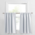 PONY DANCE Short Window Curtain Panels 30 inch Long - Rod Pocket Room Darkening Drapes for Bedroom Dorm Storage Door Kitchen Basement Farmhouse Decor, Greyish White, W 34 x L 30 inches, 2 Panels