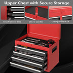 Goplus Tool Chest, 5 Drawers Rolling Tool Cabinet with Detachable Top Toolbox, Universal Lockable Wheels, Lock Bar, Protective Liner & Tool Rack, Metal Tool Storage Cart, Tool Box for Garage Workshop