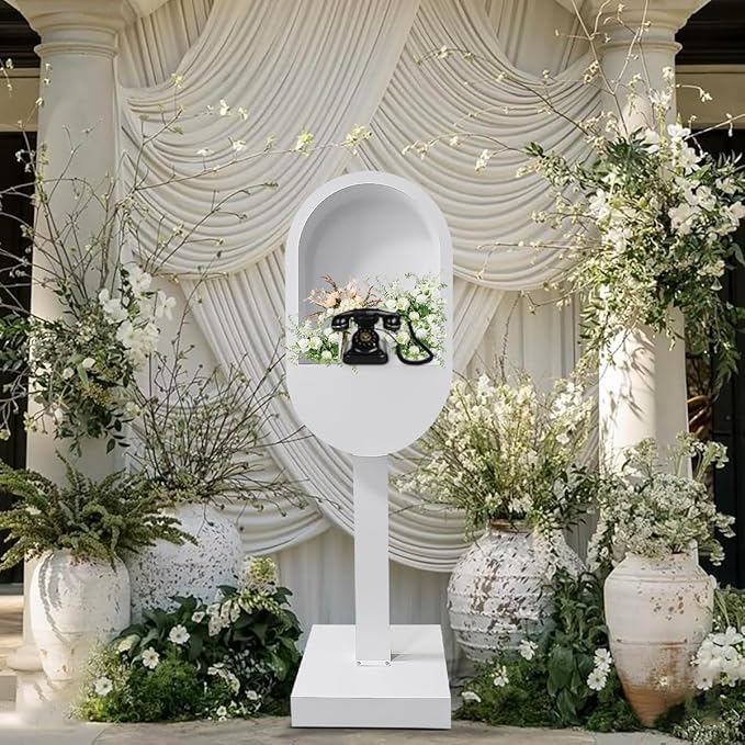 Audio Guest Book Phone Booth Stand, Romantic Metal Audio Guestbook Telephone Booth for Wedding Birthdays Party Graduation Baby Shower Retirement Special Occasions Decoration