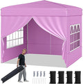 Tangkula 10x10 FT Pop Up Canopy, Outdoor Canopy Tent with 2 Removable Sidewalls & 2 Zippered Doors, Heavy-Duty Carbon Steel Frame, Wheeled Bag, 4 Sandbags, 8 Stakes, 4 Wind Ropes for Party Event