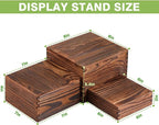3 Pack Wood Cake Cupcake Stand Buffet Risers, Wooden Display Stand Wood Display Riser, Square Food Display Risers for Party Wedding Birthday Home (6" 7" 8")