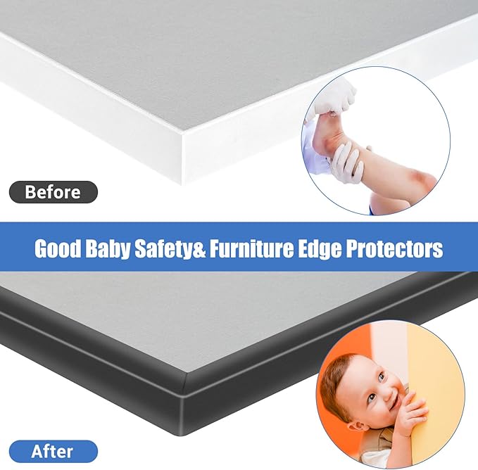 Rubber Edge Trim, Self-Adhesive U Channel Edge Protector for Plywood, Cabinet, 1" Wood Edge Banding, Flexible Furniture Repair, EPDM Material, Fit 1"(25mm), Length 20Ft, Black Color