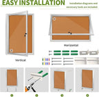 Lockable Outdoor Enclosed Bulletin Board, Weatherproof Cork Noticeboard with Locking Door, Wall-Mounted Aluminum Framed Display Case for Messages,36x24in (5xA4)