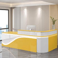 Modern Reception Desk – Front Desk, Reception Counter for Office, Checkout Counter, LED Lighting, Storage, Soft Close Drawers, Custom Logo, Fully Assembled (T,48IN)