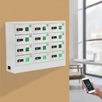 12 Slots Cell Mobile Phone Steel Locker with Combination Lock, Cellphone Charging Station with 3 in 1 Charging Ports for Most Phones, Cellphone Locker for Schools, Conference Rooms, and Offices
