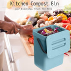 LALASTAR Small Trash Can with Lid, Compost Bin Indoor Kitchen Sealed Under Sink for Kitchen, Food Waste Bin for Countertop, Mountable Garbage Can for Bathroom, RV, 5L/1.3 Gal, Blue