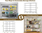Himimi 72"W Wire Rack Shelving-2000LBS Capacity, Adjustable Storage Shelves Metal Shelves for Storage, 5-Tier Heavy Duty Wire Organizer for Kitchen, Garage, Pantry, 72" W x 18" D x 72" H, Silver Grey