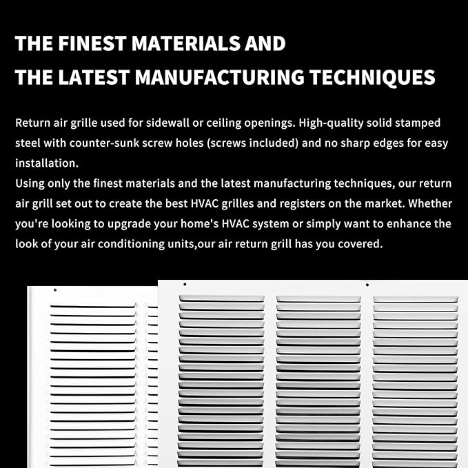 Return Air Grille 24x16(Duct Opening Size),Air Return Vent Cover,Flat Vent Cover,Rejillas De Aire Acondicionado Para Casa,Return Air Grilles,Outer Dimensions:25.75"Wx17.75"H(24"W x 16"H, Duct Opening)