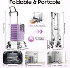 Folding Shopping with Waterproof Liner & 360° Swivel, Cart Grocery Trolley Laundry Stair Climbing Handcart W/ 6/8 Wheels,Silver
