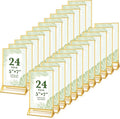 24 Pack 5x7 Gold Acrylic Sign Holders, Double Sided Picture Frame Stands, Clear Table Menu Holder Display Stand for Wedding Table Numbers, Restaurant Signs, Party, Office Photos