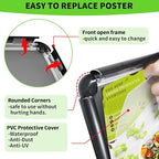 Adjustable Pedestal Sign Holder Stand 8.5''x11'', Floor Standing Poster Sign Stand, Aluminum Frame for Vertical/Horizontal View Sign Stand,Outdoor/Indoor Standing Sign Holders(Black, Round)