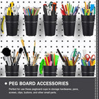Garneck 5 Sets Pegboard Cup and Hook Organizer Set for Garage Workshop Office Black Pegboard Accessories with Sturdy Load-Bearing Cups for Small Tool Storage Easy No-Drill Installation for