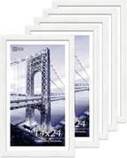 VCK 14x24 Picture Frame Set of 5,Exclusive White Woodgrain Poster Frame with Polished Plexiglass, Wall Hanging