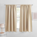 PONY DANCE Beige Kitchen Curtains - Window Treatments Rod Pocket Energy Efficient Blackout Curtain Panels Room Darkening Home Decor for Kids'Room, 52-inch Wide by 45 Long, Biscotti Beige, 2 PCs
