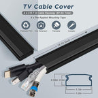 62.8in TV Cable Hider - Cord Hider Cable Management Wall, Cable Raceway Black Wire Hider, Paintable Cable Concealer for Wall Mounted TV, Wall Wire Covers for Cords, 4* L15.7in *W1.2in *H0.59in