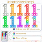 Marquee Numbers Colorful 10th Birthday Decoration: 4FT Large Light Up 10 Year Old Birthday Decorations Anniversary Backdrop Cardboard Sign 18 Colors Number 10 Mosaic Balloon Frame