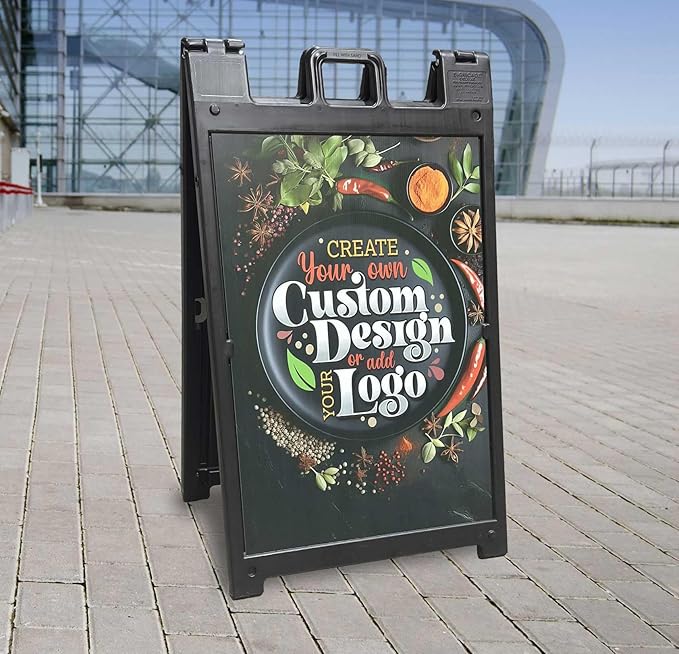 One Blue Signicade Deluxe A-Frame with 2 custom printed signs