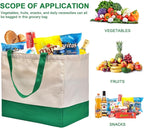 Canvas Reusable Grocery Bags Heavy Duty, 8.3 gal Foldable Large Canvas Tote Bag with Handles, Holds 60 lbs Shopping Bags, 3 Pack