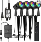 SUNTHIN Outdoor Landscape Lighting with Remote, RGBW Color Changing Spot Uplights,4 Pack