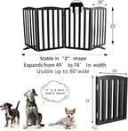 Freestanding Dog Gate Indoor,Doggie Gate Foldable Pet Gates for Doorways,Stairs or Hallways, Wooden Black Pet Gate for The House, Pet Fence with Support Feet Included,32 "Height-4 Panels