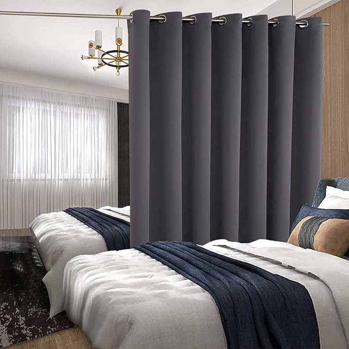 BGment Room Darkening Curtain for Sliding Glass Door, Extra Long Blackout Room Divider Curtain for Living Room 120 Inch Length, Doorways Privacy Window Curtain & Drape, Dark Grey, 1 Panel, 100 Wide