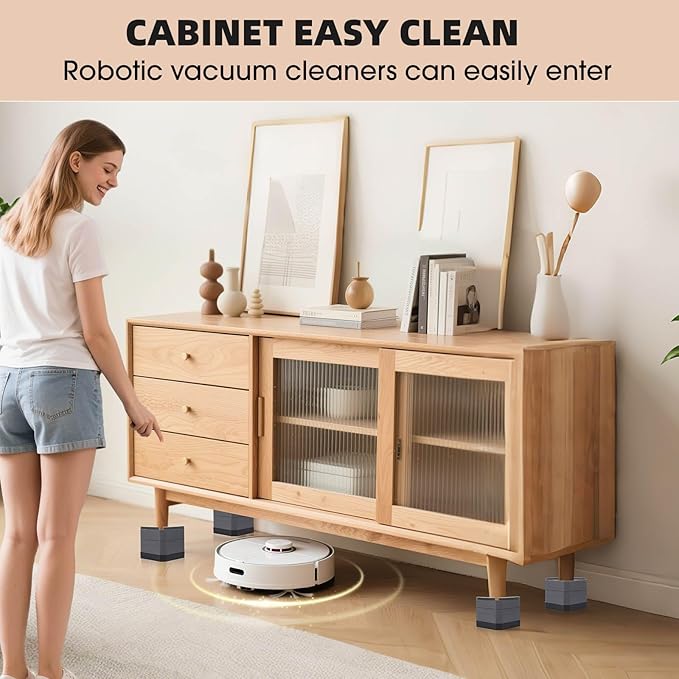 Furniture Risers Bed Risers - Rectangular Adjustable Block Riser for Raising 1.5-3 In. & 4.3 In. Beds, Tables, Sofas, Refrigerators, Washers - Up to 4,000 Pounds (Grey, Three Layers 4.3inches)