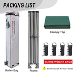 Eurmax USA Standard 10x10ft Patio Pop Up Canopy Tent for Outdoor Events Commercial Instant Canopies with Heavy Duty Roller Bag,Bonus 4 Canopy Sand Bags (Forest Green)