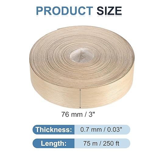 PATIKIL White Oak Edge Banding, 3 Inch x 250 ft Wood Veneer Tape Pre-glued Flexible Plywood Edge Banding with Hot Melt Adhesive for Furniture Restoration