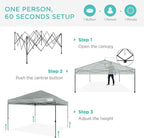 Best Choice Products 10x10ft 1-Person Setup Pop Up Canopy Tent Instant Portable Shelter w/ 1-Button Push, Case, 4 Weight Bags - Silver