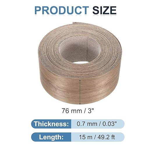 PATIKIL Walnut Edge Banding, 3 in x 49.2 ft Wood Veneer Tape, Pre-glued Flexible