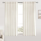 MIULEE Non-See-Through Privacy Linen Curtains 2 Panels, Light Filtering Window Curtains Farnhouse Textured Back Tab Semi Sheer Drapes for Bedroom Living Room, 52 x 60 Inches Long, Natural White