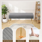 Furnimart 44 Inch Gray Velvet Modern Ottoman Bench, Modern Upholstered Bedroom Benches Footrest Stool Indoor Bench for Entryway Living Room Bedroom Dining Room (Velvet-Grey)