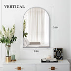 24" x 36" Silver Arched Mirror, Modern Aluminum Alloy Metal Frame, Arch Bathroom Vanity and Wall Decor Mirror for Bathroom, Living Room, Bedroom, Entryway