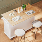 51.2'' Rolling Kitchen Island with Drop Leaf - Kitchen Carts on Wheels with Storage, Towel Rack, Drawers Island Table for Kitchen, Dining Room, White