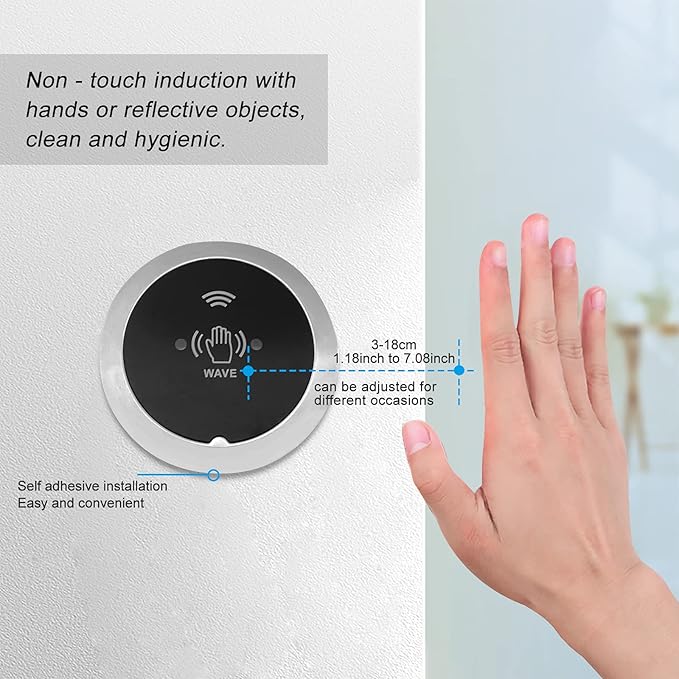 WiFi Access Control 400lb Holding Force Electic Magnetic Door Lock System Kit with Remote and Smartphone app Control, paired with Wireless Metal Touchless Round Switch (Electric Magnetic Lock kit)